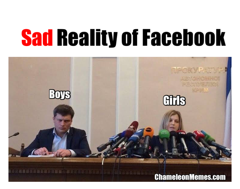 Boys vs Girls on facebook be like... 1 Sad reality of facebook