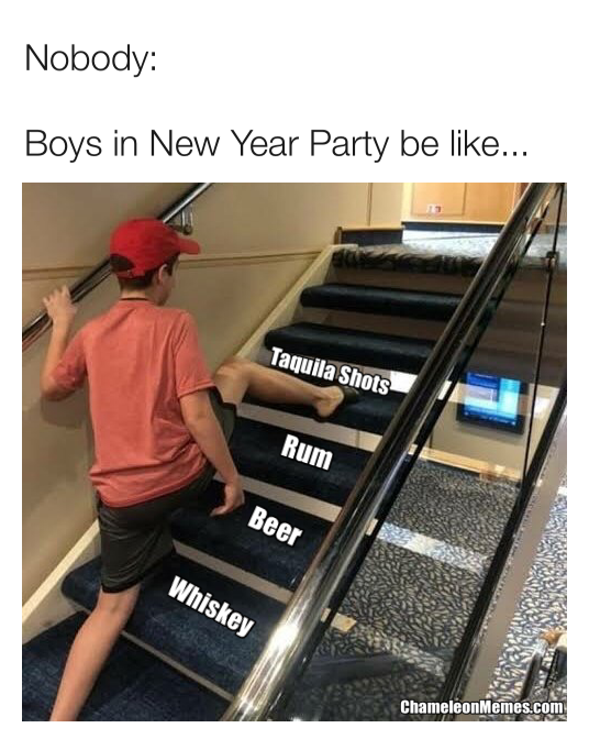 Looks like someone is going to pass out before the party starts 1 New year meme