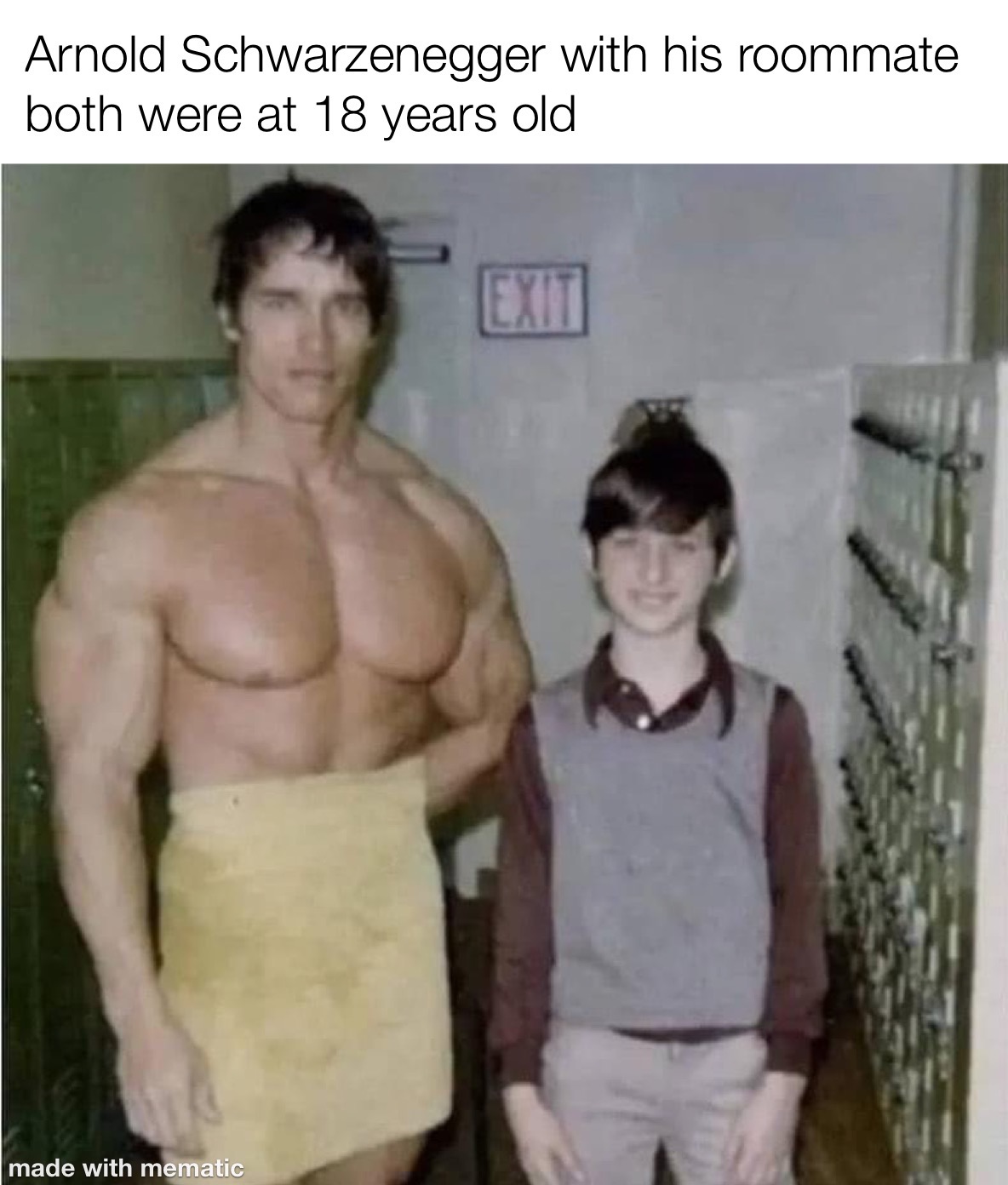 Nobody's Gonna Mess With You When You Have Arnold as your roommate 1 Arnold Schwarzenegger with his roommate both were at 18years old