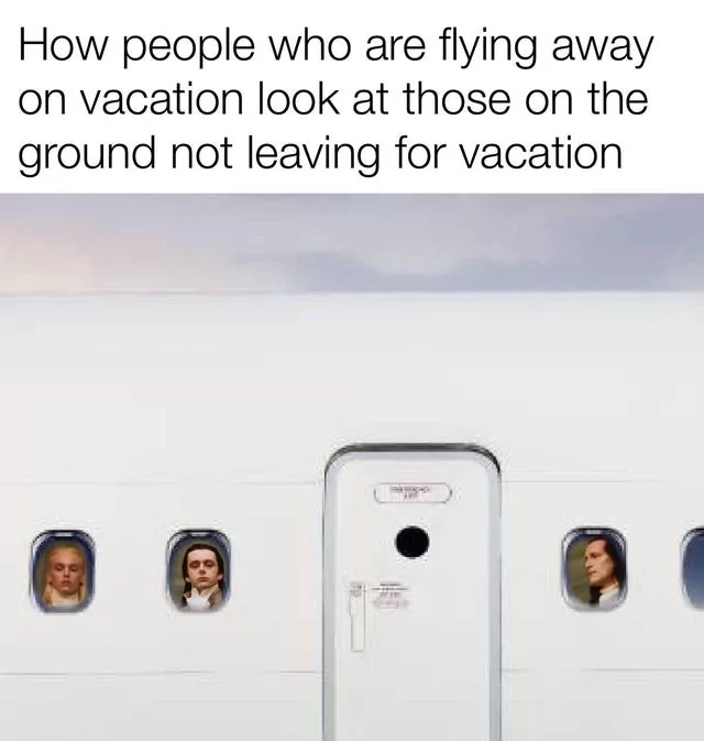 ho people who are flying away on vacation look at those on ground