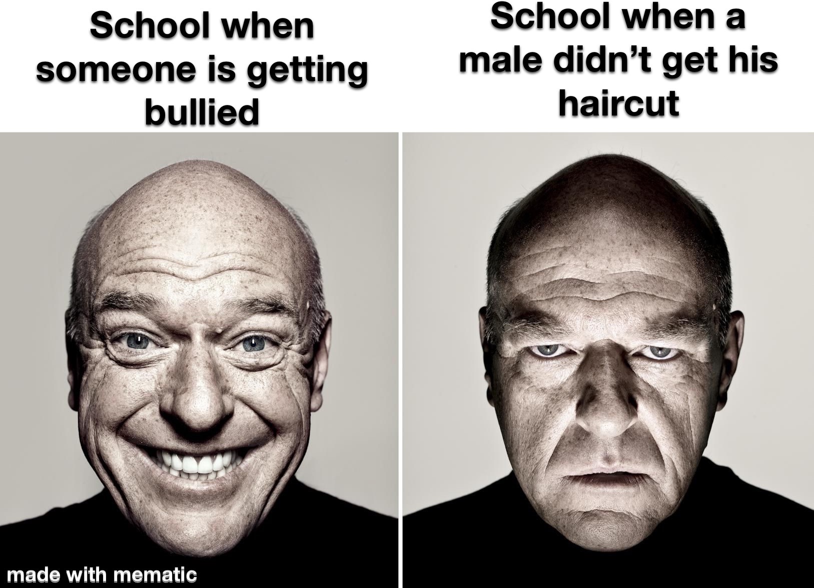 School When Someone Is Getting Bullied vs School When Someone Doesn’t Have A Haircut 1 school when someone is getting bullied vs school when a male didn't get his haircut
