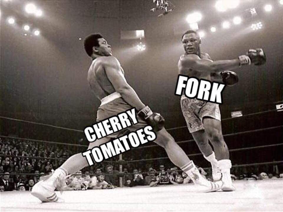 21 Funny "The Struggle Is Real Memes" That'll Make Your Day Struggle Free 6 Fork vs cherry tomatoes