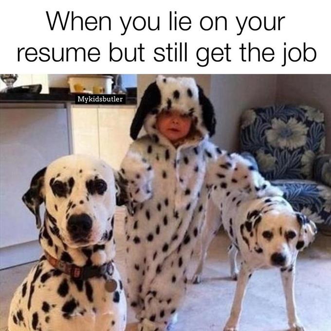 20 "When You Lie On Your Resume But Still Get The Job" Memes 15 kid dresses as Dalmatian dog