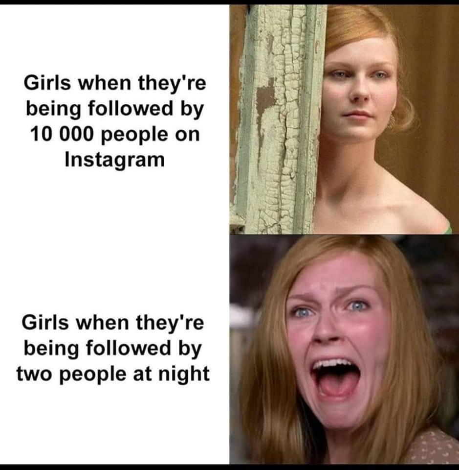 35 Funny Random Memes - A Random Dose Of Happiness 4 Girls when they are being followed - funny random memes