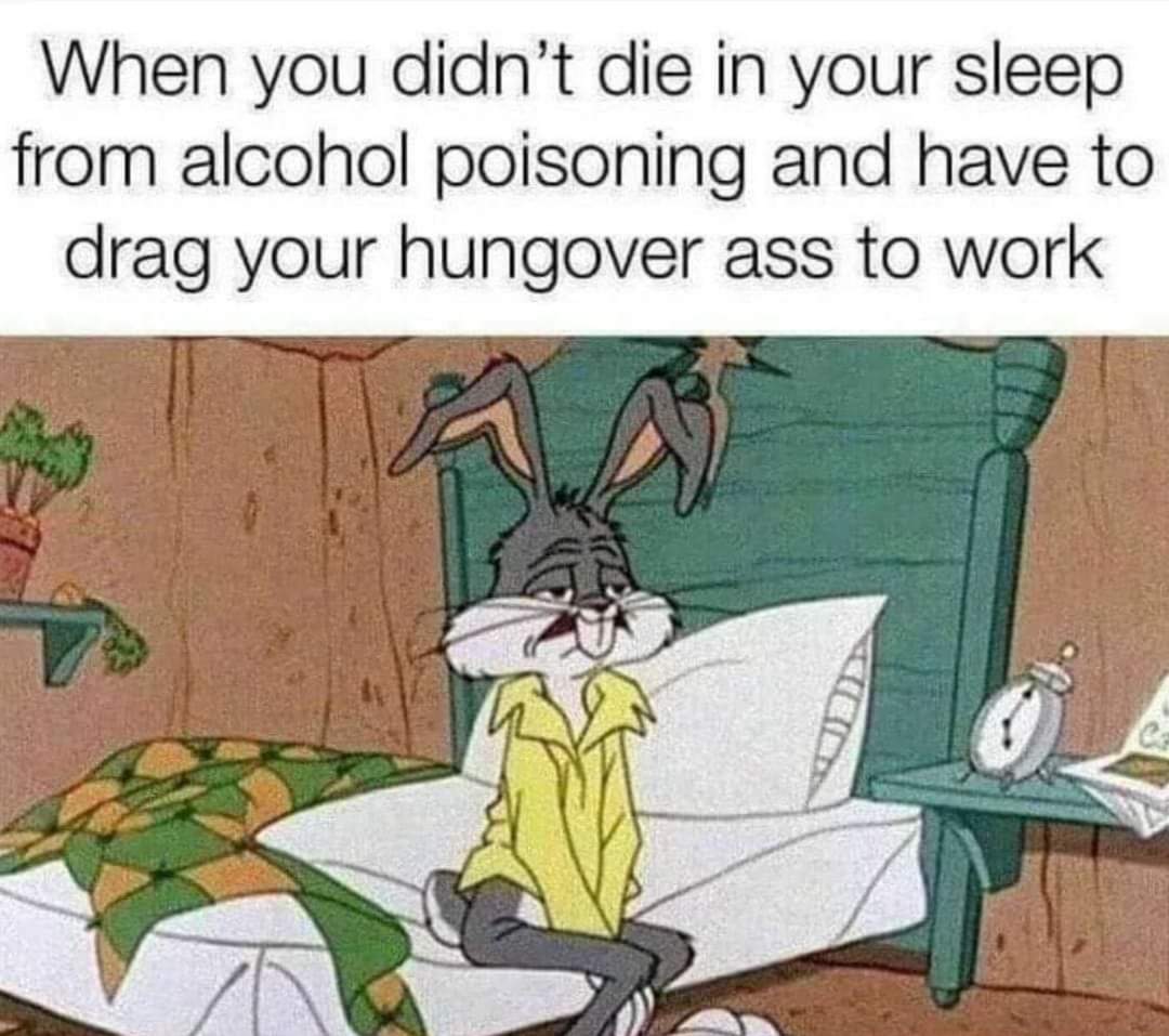 Hungover And Going To Work To Be Like... 1 When You Didn't Die In Your Sleep From Alcohol
