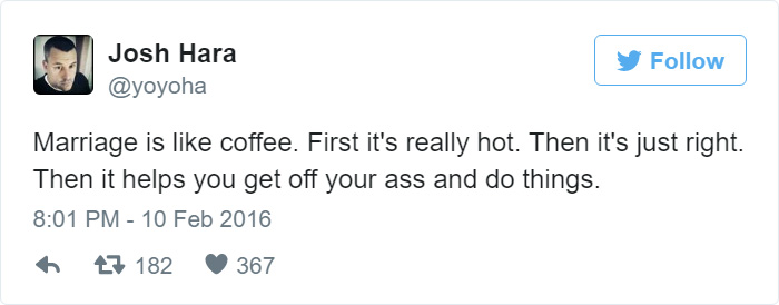 31 Funny Marriage Tweets That Perfectly Sum Up Married Life 8 marriage is like coffee - Funny Marriage Tweets