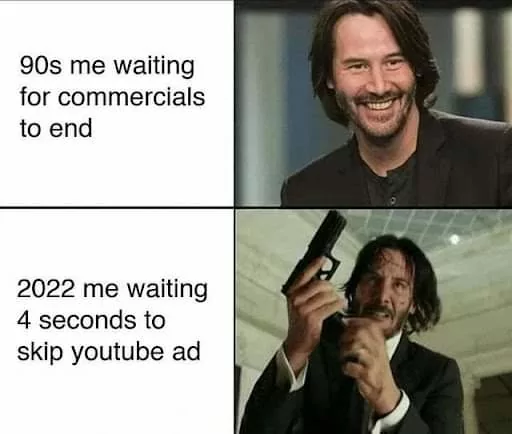 Me vs Commercials 1 YouTube ads meme