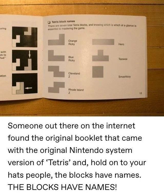 A Haphazard Assortment Of Memes To Make You Feel Relevant 16 Tetris blocks have names