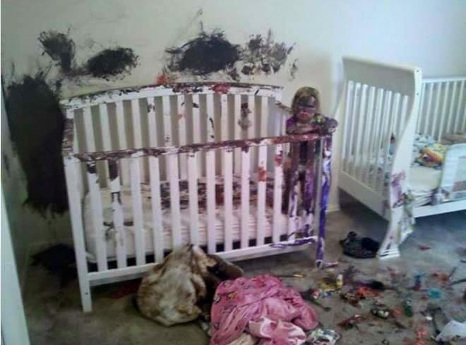 27 Terrifying Images That Show What Its Really Like To Be A Parent 6 coloured the whole room