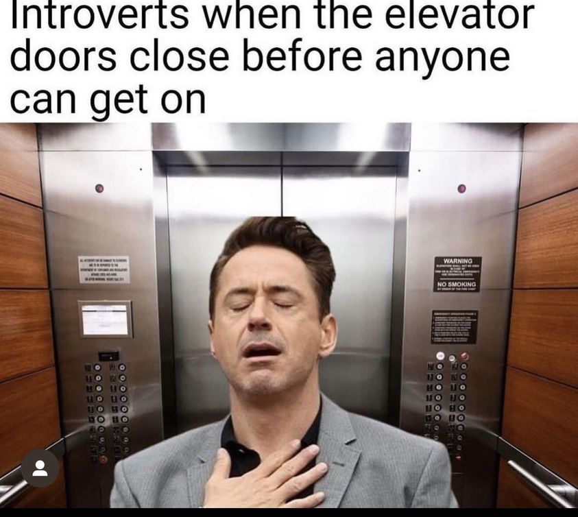 Introverts in elevator meme
