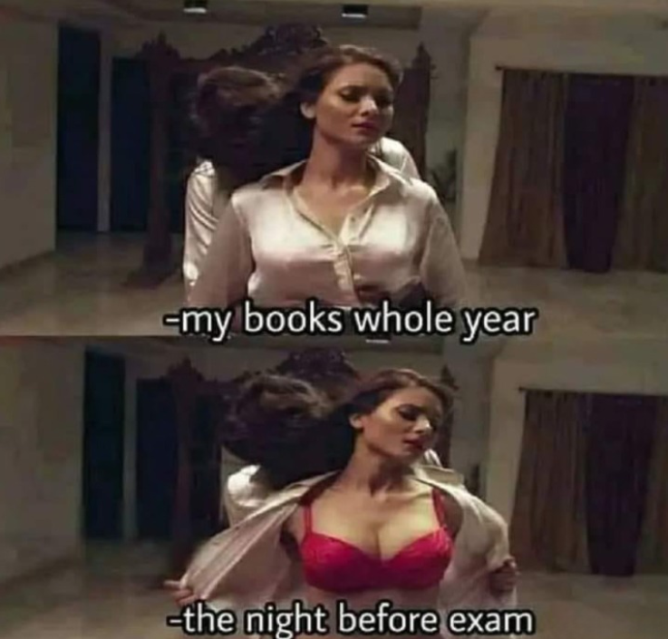 My Books Before Exam vs The Night Before Exam 1 Books before exams meme