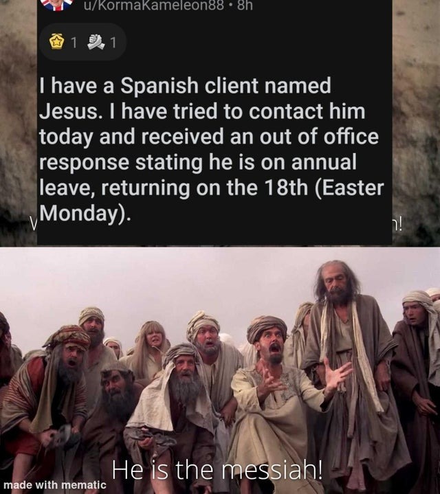 24 Egg-cellent Easter Memes That Will Crack You Up 11 Spanish client name jesus