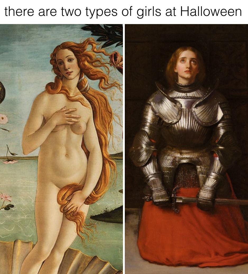 30 Art Memes That Combines Art & Humor In The Best Way Possible 15 Two types of girls at halloween - art memes
