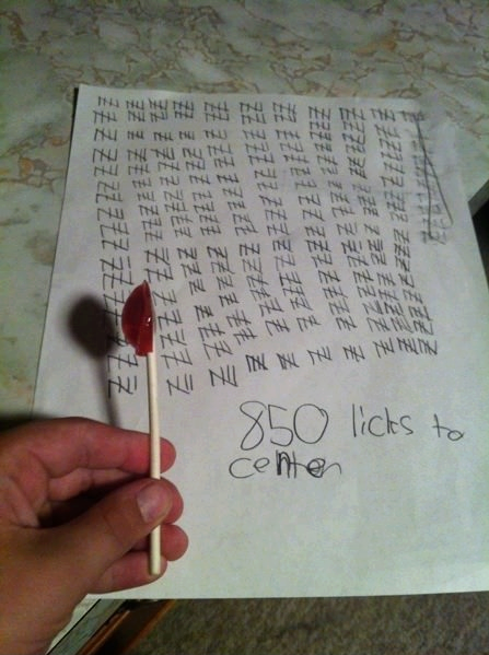 850 licks to center