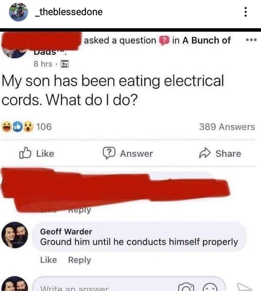 Eating electrical cords