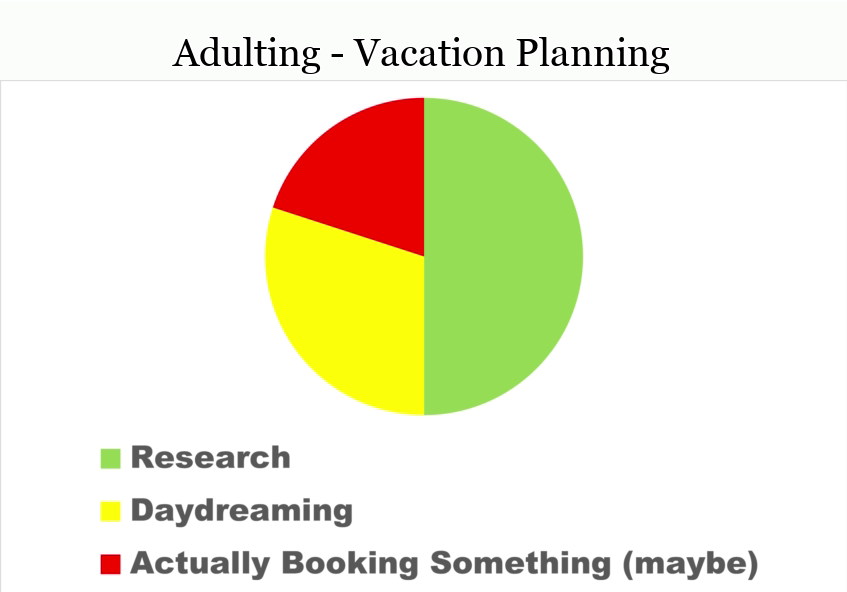 25 Funny Pie Charts About Adulting That Are Absolutely True 20 The Pie Chart of My Vacation Planning - Funny Pie Charts
