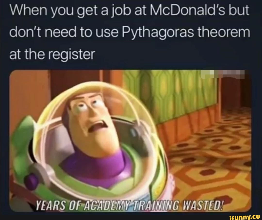 15 Pythagoras Theorem Memes That Will Make You Laugh All The Way To The Hypotenuse 10 When you get a job at mcdonalds - Pythagoras Theorem memes