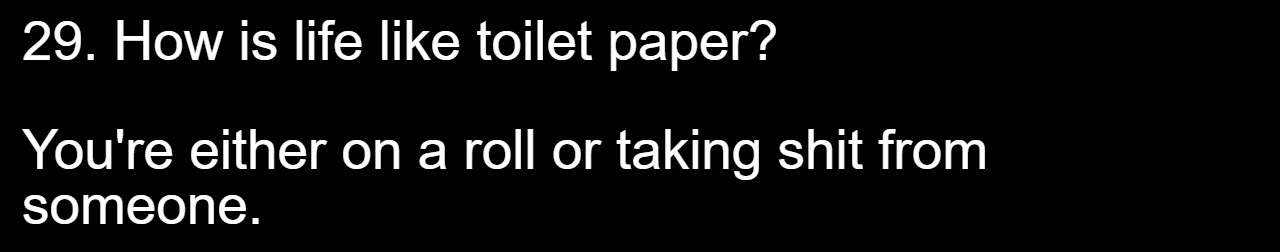 35 Dirty Jokes For The Naughty Souls 29 29 - Life like toilet paper - dirty jokes