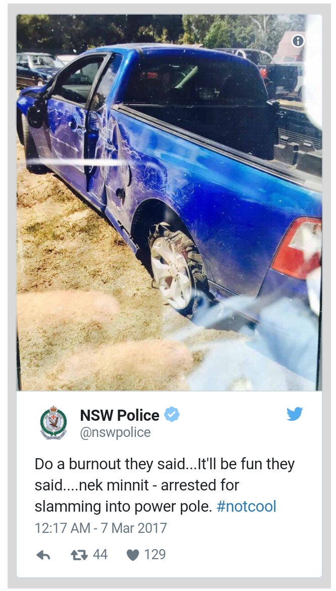 20 Hilarious NSW Police Posts: When Law Enforcement Meets Stand-Up Comedy 1 Do a burnout they said - NSW Police