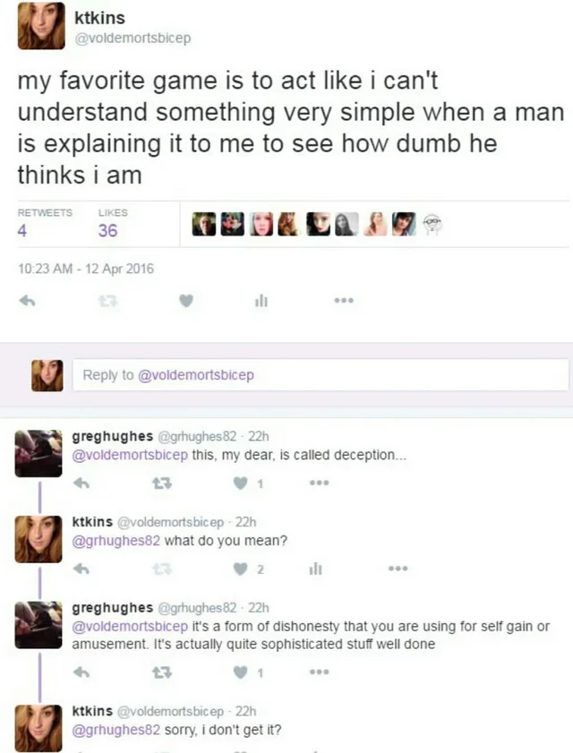 24 Times Sexist Trolls Were Destroyed In Just A Few Words 6 Favorite games is to act