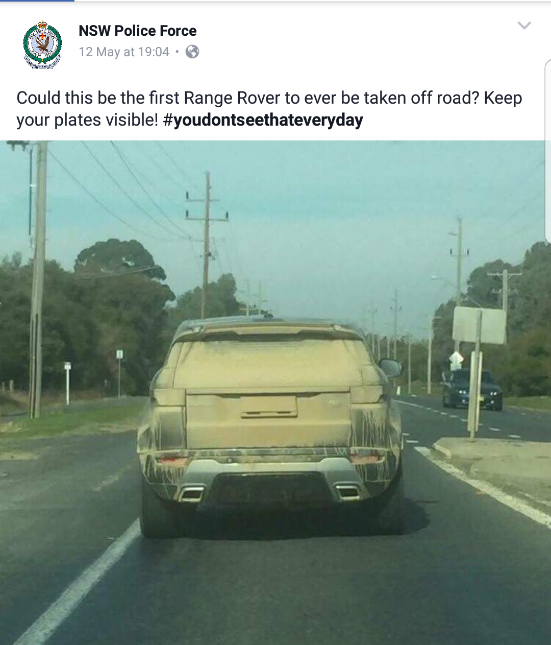 20 Hilarious NSW Police Posts: When Law Enforcement Meets Stand-Up Comedy 2 First range rover - NSW Police