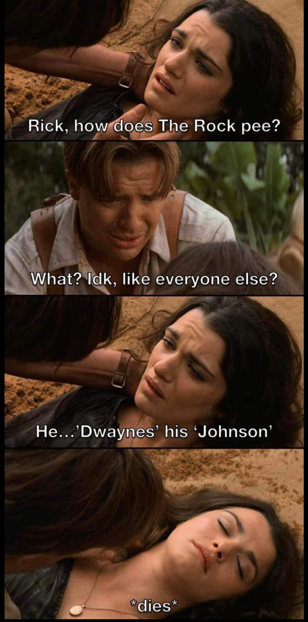 25 Funny Memes That Will Send You Into Fits of Laughter 6 How does the rock pee - Funny Memes