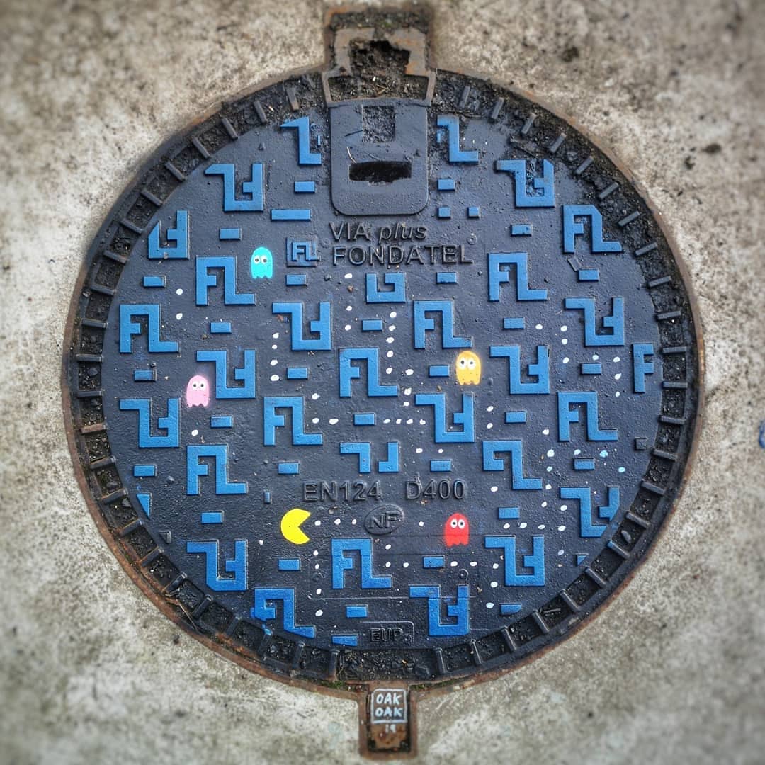 25 Ordinary Streets Turned Into Hilarious Street Art Canvases By Oakoak 15 Pacman - street art
