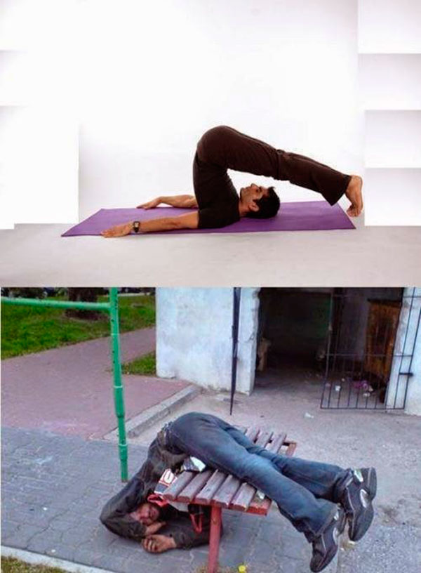 22 Yoga vs Vodka Memes That Prove Flexibility Isn't Just For Yogis! 12 Passed out on public bench - Yoga vs Vodka Memes