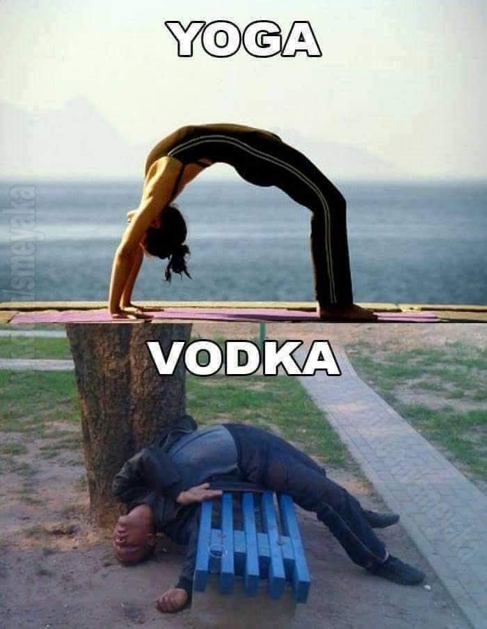 22 Yoga vs Vodka Memes That Prove Flexibility Isn't Just For Yogis! 13 Passedout on bench - Yoga vs Vodka Memes