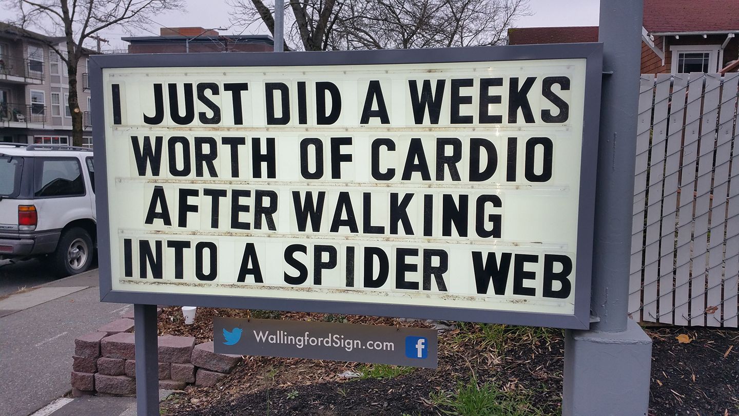 55 Iconic Seattle Gas Station's Signboard With Witty Messages & Funny Slogans 44 Weeks worth of cardio - Seattle Gas Station Signboards