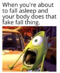 fake falling in sleep meme