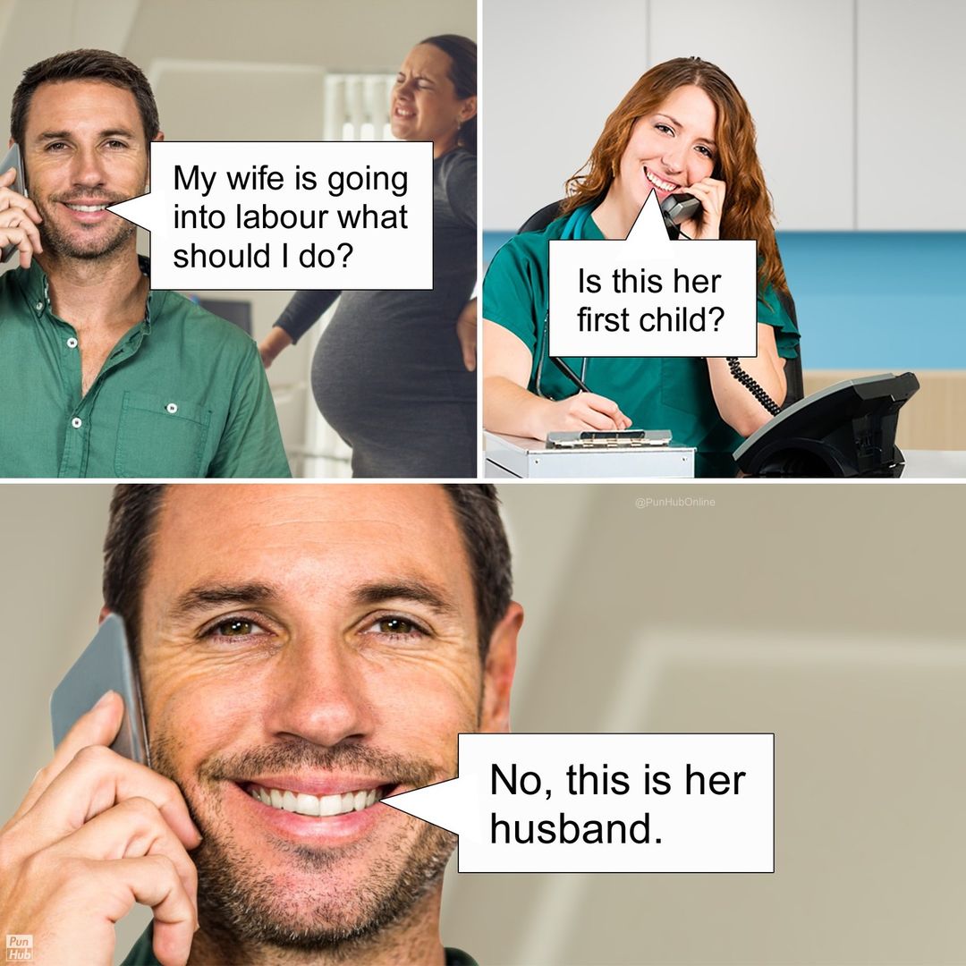 45 Knee-Slapping Puns From Punhub That Are Funny & Silly 38 Wife having first child - puns