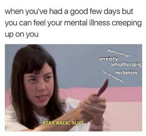 25 Mental Health Memes That Nail The Struggles We All Face 20 when youve had a good few days - Mental Health Memes