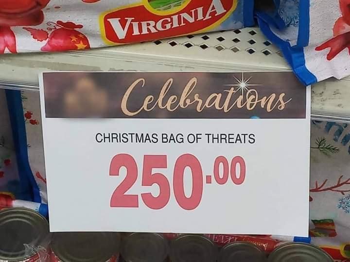 When English Goes Wrong: 25 Hilarious Examples of Bad English Memes 4 Christmas bag of threats - Bad English
