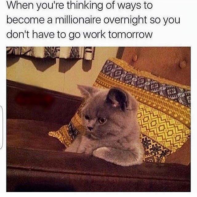 25 Totally Relatable Hilarious Funny Work Memes 8 Thinking of ways to become millionaire - Hilarious Funny Work Memes