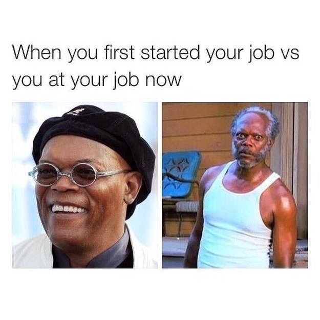 25 Totally Relatable Hilarious Funny Work Memes 14 When you first started your job - Hilarious Funny Work Memes