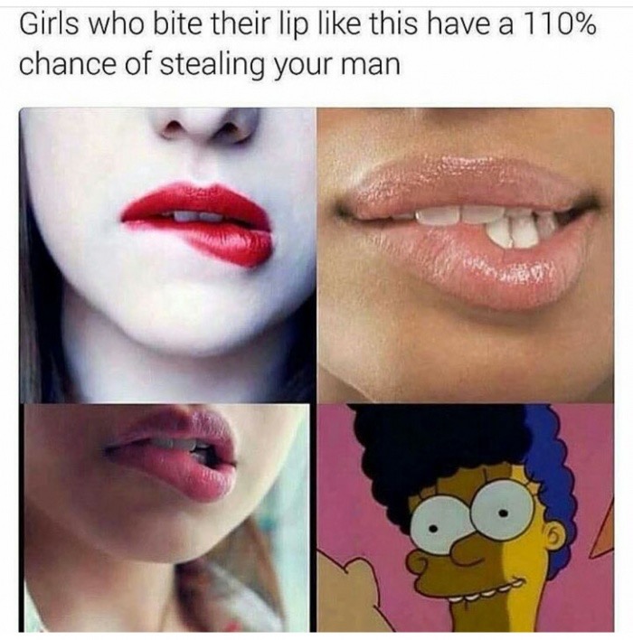Girl who bite their lip like this - Fantastic Memes