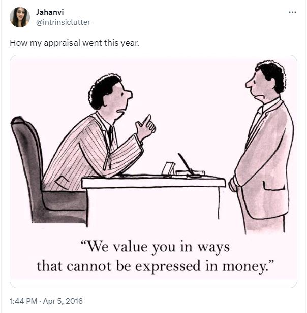 20 Funny Tweets About Work Where People Shared Unfiltered Thoughts 4 How my appraisal went this year - Funny Tweets About Work
