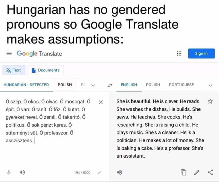 21 Funny Google Translate That Prove Language is Lost in Translation 8 Hungarian has no gendered pronoun - Funny Google Translate
