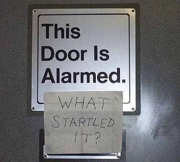 29 Dry Humor Gems That'll Leave You Thirsty for More 15 This door is alarmed - Dry Humor
