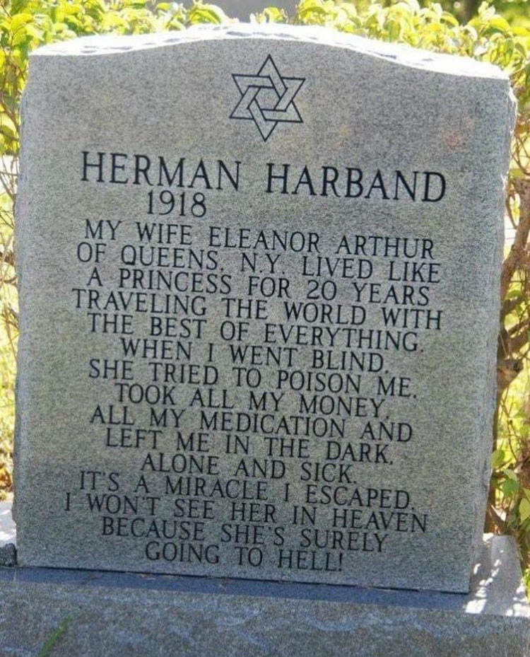 30 Funny Headstones That Make Death a Joke 8 Herman harband - Funny Headstones