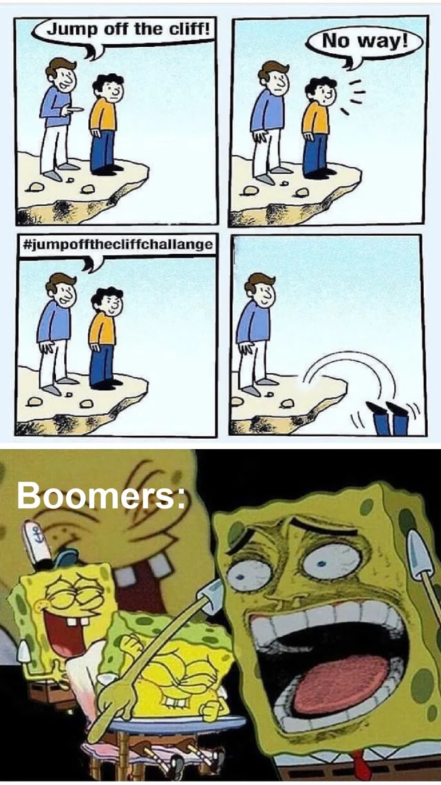 10 Boomer Humor Gems That Define a Generation 8 Jump off the cliff - Boomer Humor