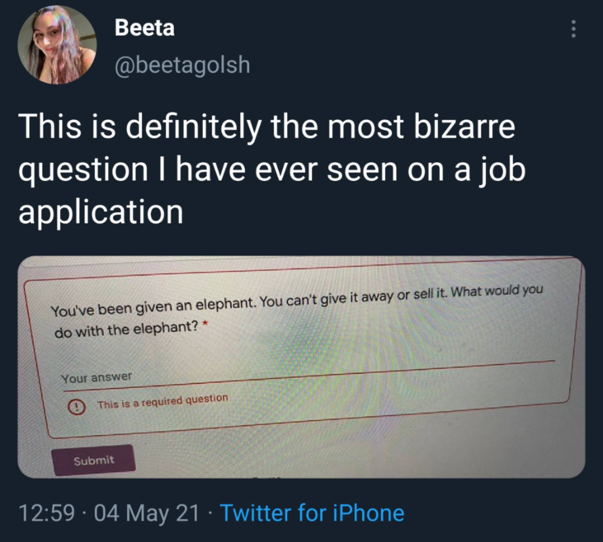 Most bizzare question Salpstick Humor 