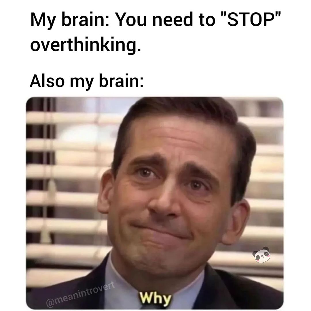 25 Funny Introvert Memes for Those Who'd Rather Be Alone 18 You need to stop overthinking - Funny Introvert Memes