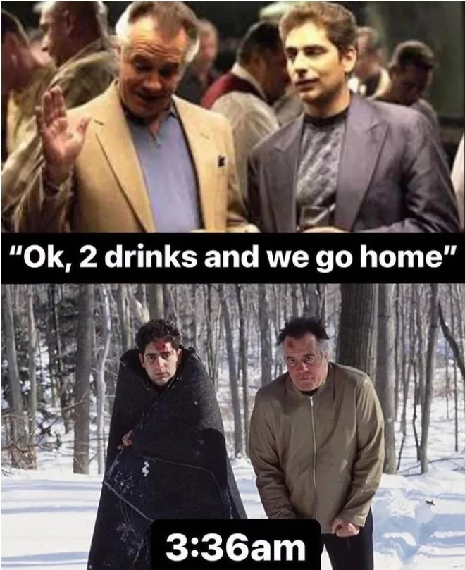 25 Sopranos Memes That'll Have You Applauding! 23 2 drinks and we go home