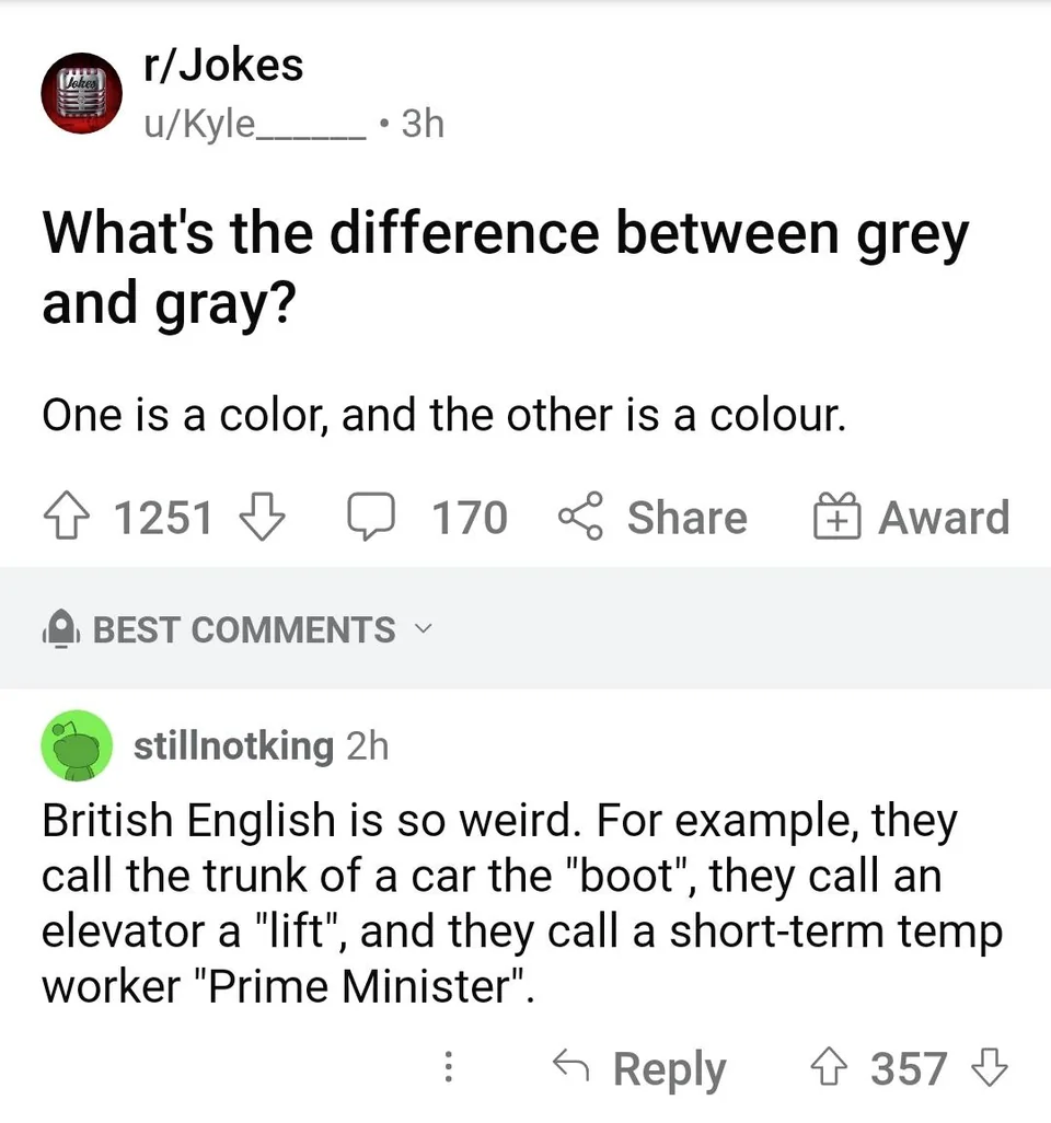 24 Instances Where Funny Comments Outshone the Posts 5 Difference between grey and gray - Funny Comments