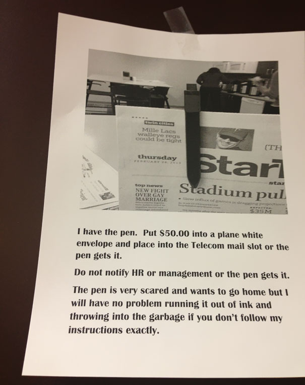 29 Passive Aggressive Office Notes That Are Hilariously Brutal 8 I have the pen - Passive Aggressive Office Notes