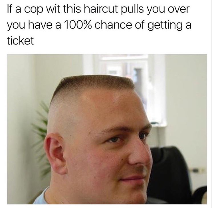 25 Casual Memes That Will Leave You Wondering, "Who Comes Up With This Stuff?" 7 If a cop with this haircut - Casual Memes