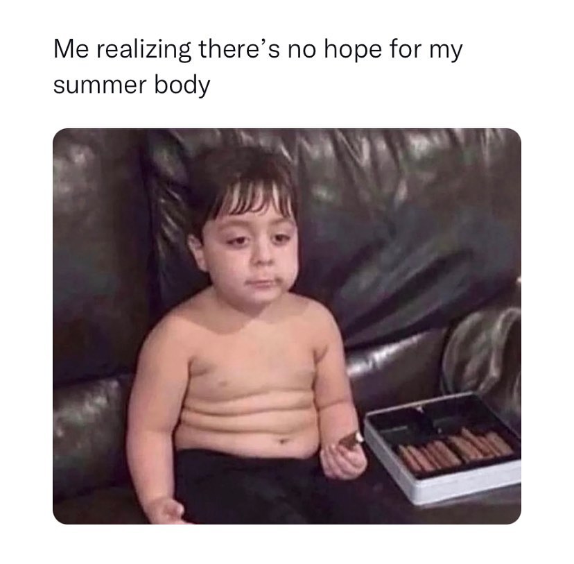 28 Relatable Funny Memes About Life That Capture the Hilarity of Existence 13 No hope for summer body - Relatable Funny Memes About Life