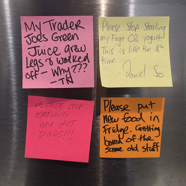 29 Passive Aggressive Office Notes That Are Hilariously Brutal 18 Notes on fridge - Passive Aggressive Office Notes